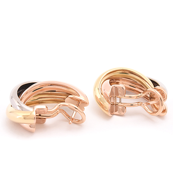 カルティエ ピアス レディース トリニティ 3連 フープ ゴールド 750YG×WG×PG Cartier 中古