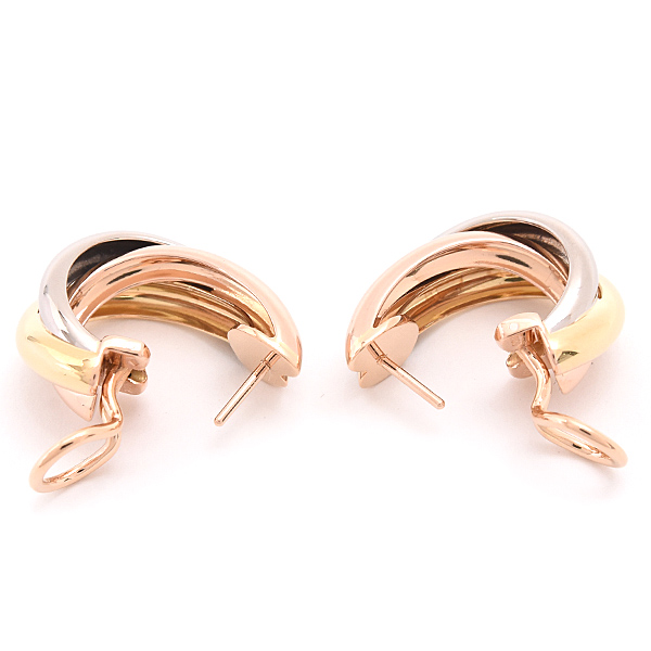 カルティエ ピアス レディース トリニティ 3連 フープ ゴールド 750YG×WG×PG Cartier 中古