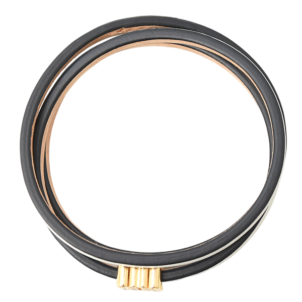 ロエベ ブレスレット レディース ツイストバングル アナグラム Mサイズ カーフ ホワイト LOEWE J920240X17 中古