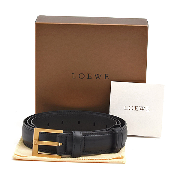 ロエベ 服飾小物 メンズ アナグラム ウエストベルト 腰ベルト 44-110サイズ レザー ブラック LOEWE 中古