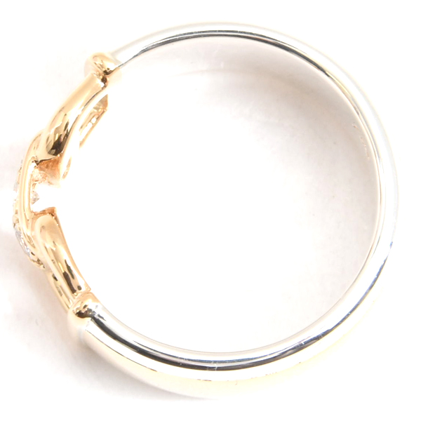 エルメス 指輪 レディース モリス 3Pダイヤモンド リング 14号 シルバー ゴールド HERMES SV925×750YG 中古