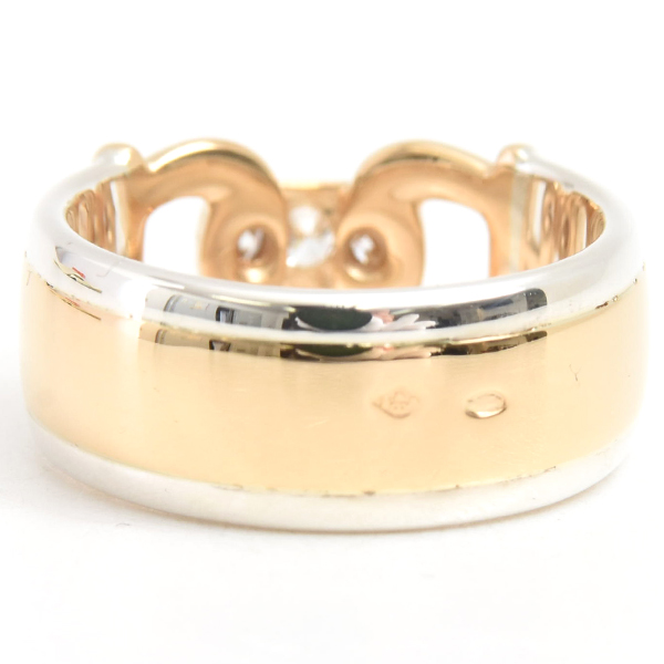 エルメス 指輪 レディース モリス 3Pダイヤモンド リング 14号 シルバー ゴールド HERMES SV925×750YG 中古