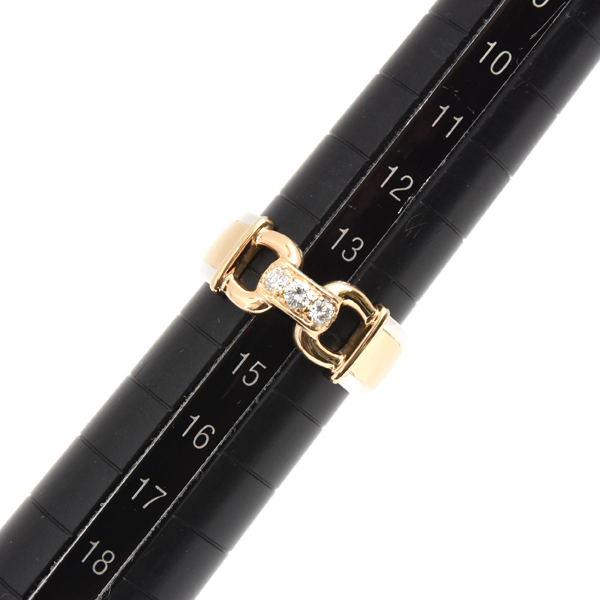 エルメス 指輪 レディース モリス 3Pダイヤモンド リング 14号 シルバー ゴールド HERMES SV925×750YG 中古