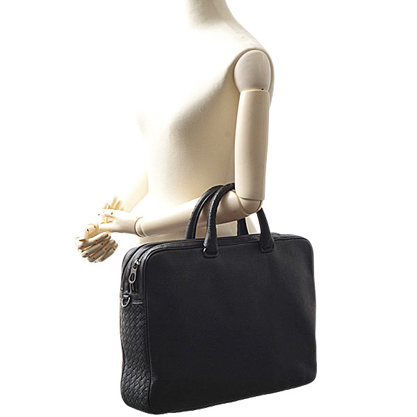 ボッテガヴェネタ バッグ メンズ イントレチャート ビジネスショルダーバッグ 2WAY ブラック BOTTEGA VENETA 中古