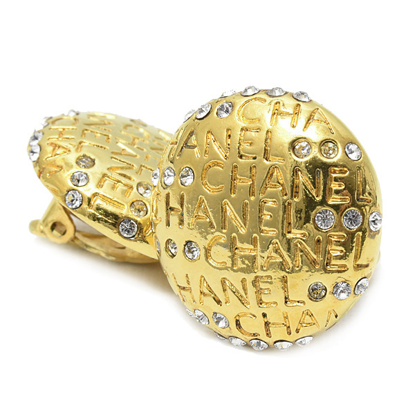 シャネル イヤリング レディース　ラインストーン ロゴ イヤリング ゴールド CHANEL 中古