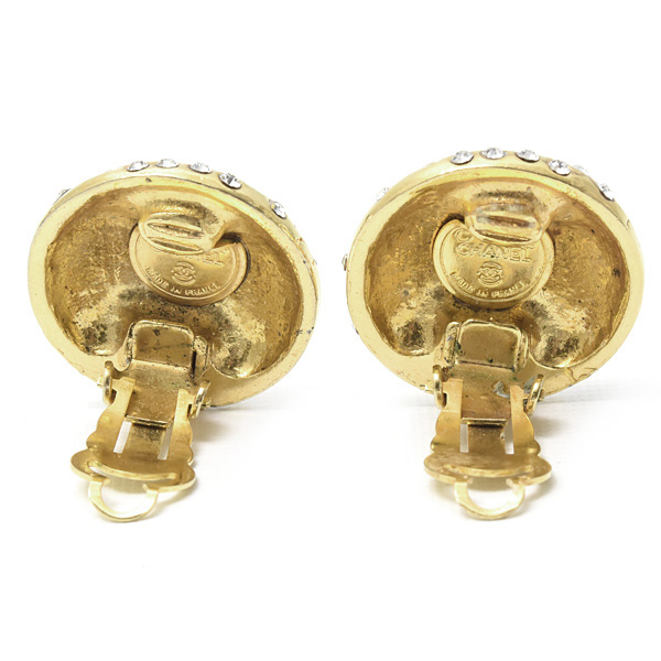 シャネル イヤリング レディース　ラインストーン ロゴ イヤリング ゴールド CHANEL 中古