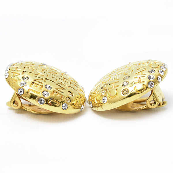 シャネル イヤリング レディース　ラインストーン ロゴ イヤリング ゴールド CHANEL 中古