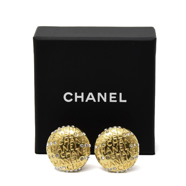 シャネル イヤリング レディース　ラインストーン ロゴ イヤリング ゴールド CHANEL 中古