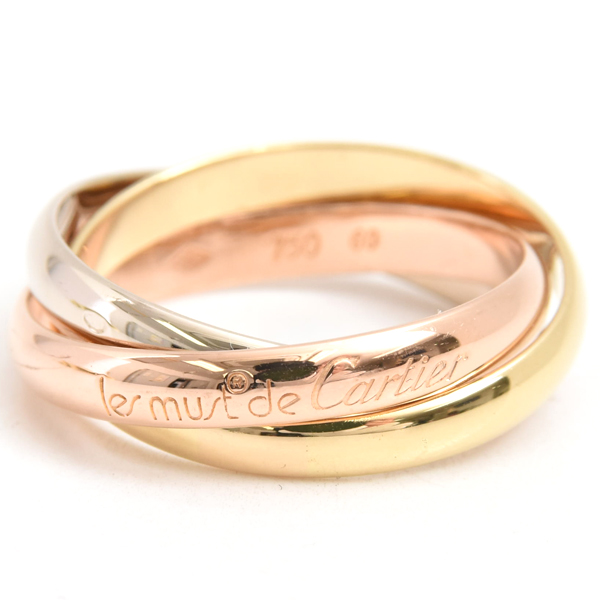 カルティエ 指輪 ユニセックス トリニティ リング 22号 ゴールド Cartier 750YG×WG×PG 中古