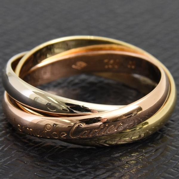 カルティエ 指輪 ユニセックス トリニティ リング 22号 ゴールド Cartier 750YG×WG×PG 中古