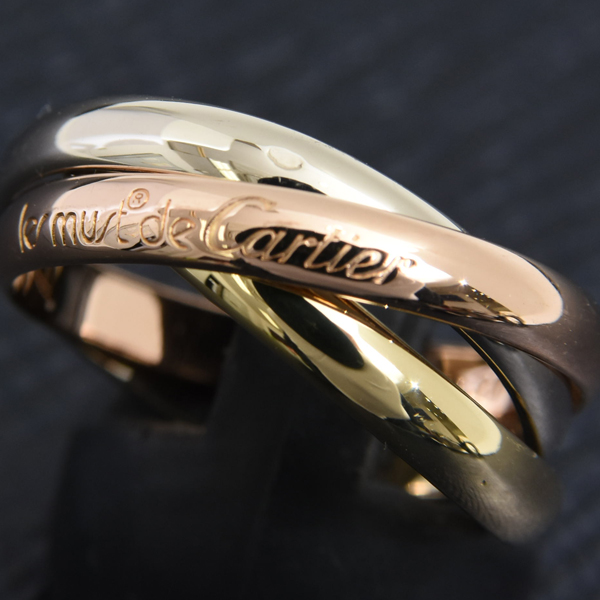 カルティエ 指輪 ユニセックス トリニティ リング 22号 ゴールド Cartier 750YG×WG×PG 中古