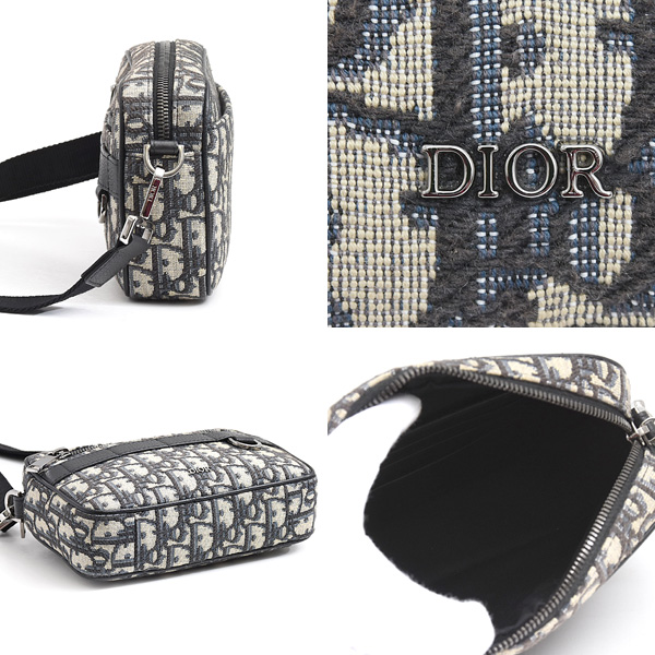 クリスチャンディオール バッグ レディース メンズ オブリーク サファリバッグ ミニ ジャガード ブラック Christian Dior 2ESWS011YKY 中古