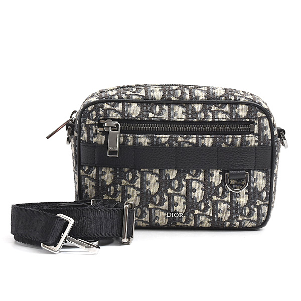 クリスチャンディオール バッグ レディース メンズ オブリーク サファリバッグ ミニ ジャガード ブラック Christian Dior 2ESWS011YKY 中古