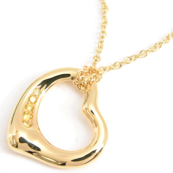 ティファニー ネックレス レディース オープンハート イエローダイヤ ネックレス ゴールド TIFFANY 750YG 中古