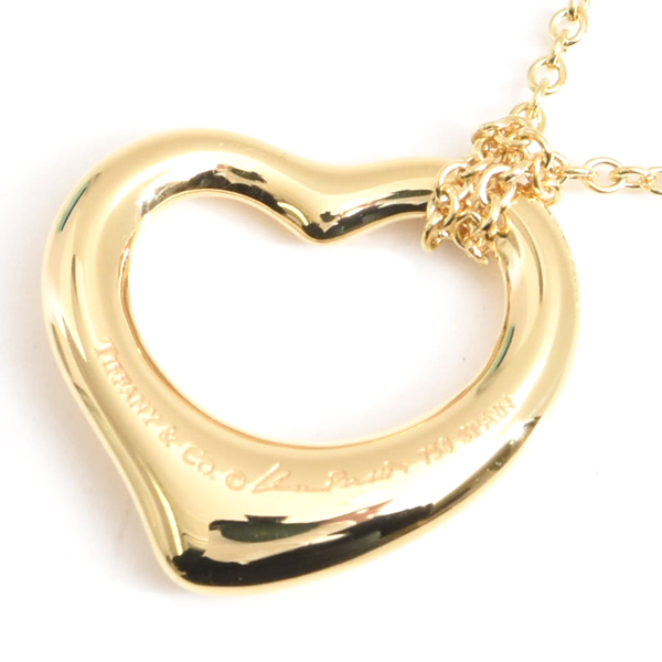 ティファニー ネックレス レディース オープンハート イエローダイヤ ネックレス ゴールド TIFFANY 750YG 中古
