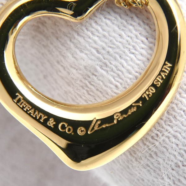 ティファニー ネックレス レディース オープンハート イエローダイヤ ネックレス ゴールド TIFFANY 750YG 中古