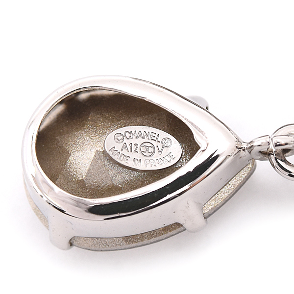 シャネル ピアス レディース ココマーク クリアストーン ドロップモチーフ ピアス A12V 真鍮 シルバー CHANEL A37283 中古