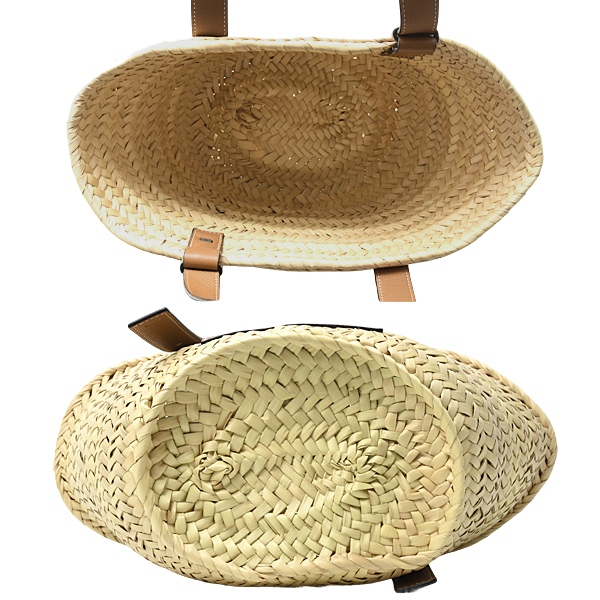 ロエベ バッグ レディース バスケットバッグ スモール アナグラム パームリーフ×カーフ ナチュラル×タン(ブラウン) LOEWE 327.02.S93 中古