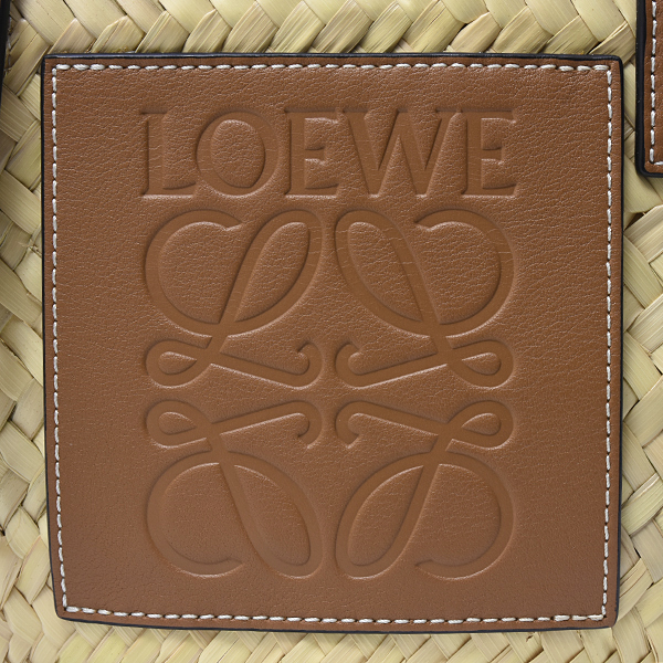 ロエベ バッグ レディース バスケットバッグ スモール アナグラム パームリーフ×カーフ ナチュラル×タン(ブラウン) LOEWE 327.02.S93 中古