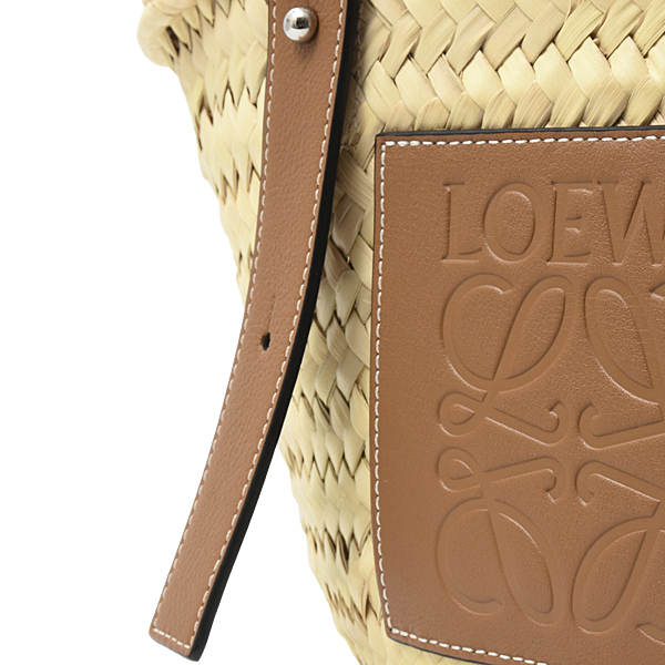 ロエベ バッグ レディース バスケットバッグ スモール アナグラム パームリーフ×カーフ ナチュラル×タン(ブラウン) LOEWE 327.02.S93 中古