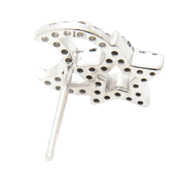 ポンテヴェキオ ピアス レディース スター ムーン ピアス ダイヤモンド ブラックダイヤモンド D0.10ct 0.09ct K18WG PONTE VECCHIO 中古