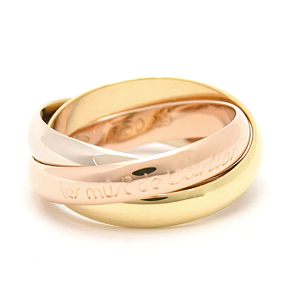 カルティエ 指輪 レディース トリニティ リング 刻印サイズ49 実測9号 幅3.2mm 3連 三連 Cartier ゴールド 750YG×WG×PG 中古