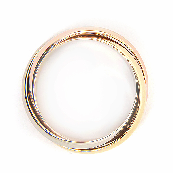 カルティエ 指輪 レディース トリニティ リング 刻印サイズ49 実測9号 幅3.2mm 3連 三連 Cartier ゴールド 750YG×WG×PG 中古