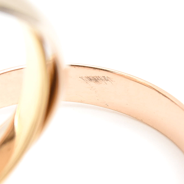 カルティエ 指輪 レディース トリニティ リング 刻印サイズ49 実測9号 幅3.2mm 3連 三連 Cartier ゴールド 750YG×WG×PG 中古