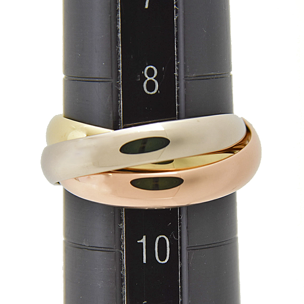 カルティエ 指輪 レディース トリニティ リング 刻印サイズ49 実測9号 幅3.2mm 3連 三連 Cartier ゴールド 750YG×WG×PG 中古