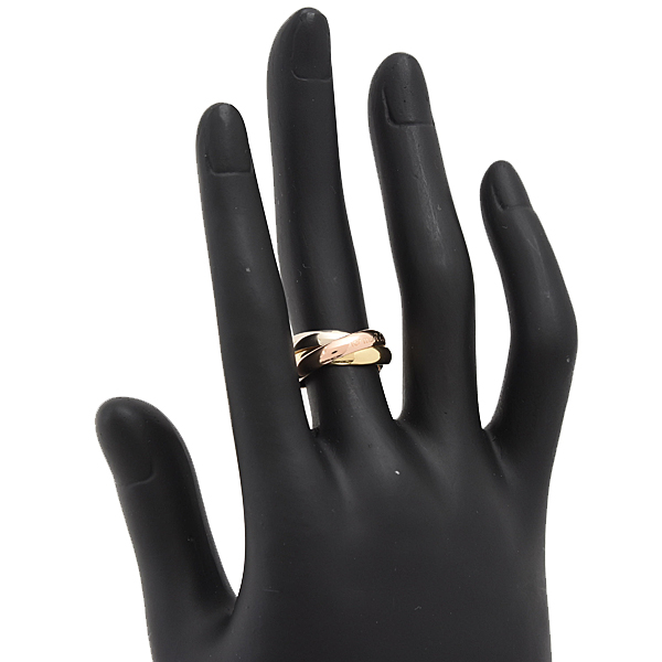 カルティエ 指輪 レディース トリニティ リング 刻印サイズ49 実測9号 幅3.2mm 3連 三連 Cartier ゴールド 750YG×WG×PG 中古
