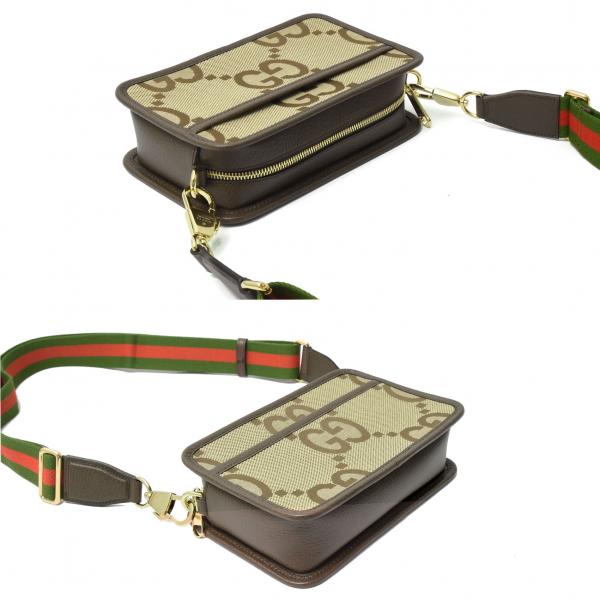 グッチ バッグ レディース ジャンボGG ミニ ショルダーバッグ ウェブストライプ GUCCI 696075 中古