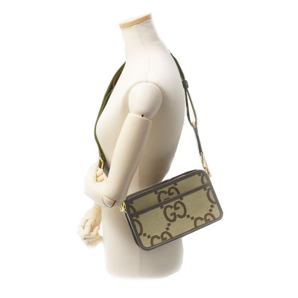 グッチ バッグ レディース ジャンボGG ミニ ショルダーバッグ ウェブストライプ GUCCI 696075 中古