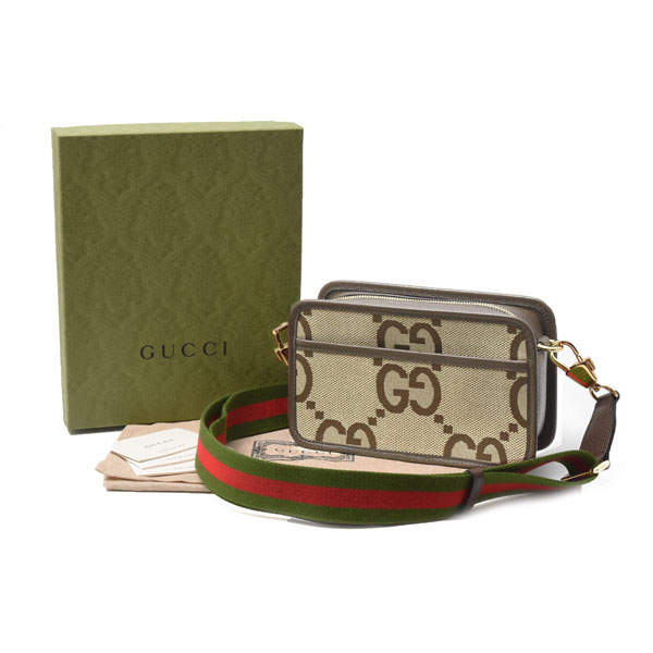 グッチ バッグ レディース ジャンボGG ミニ ショルダーバッグ ウェブストライプ GUCCI 696075 中古