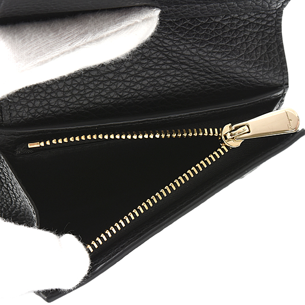 サルヴァトーレフェラガモ 財布 レディース ガンチーニ 二つ折り財布 カーフ ブラック Salvatore Ferragamo 未使用展示品