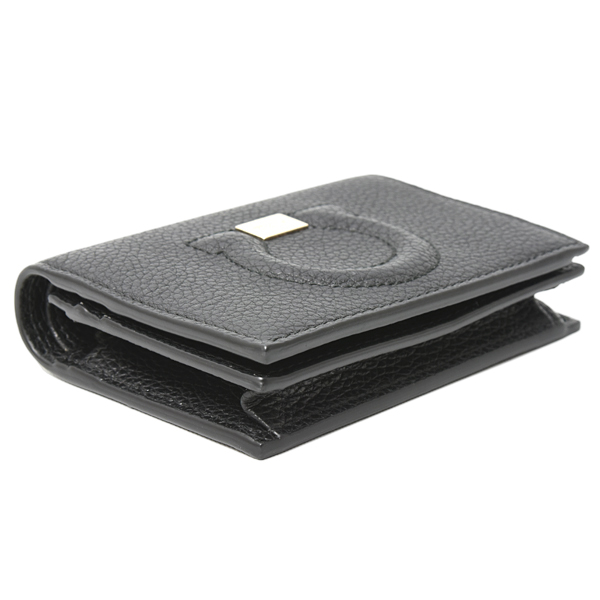 サルヴァトーレフェラガモ 財布 レディース ガンチーニ 二つ折り財布 カーフ ブラック Salvatore Ferragamo 未使用展示品