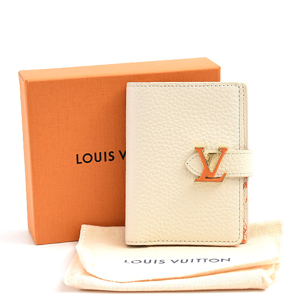 ルイヴィトン 財布 レディース ヴェルティカル ウォレット コンパクト 二つ折り財布 トリヨンレザー ホワイト系 Louis Vuitton M11169 中古
