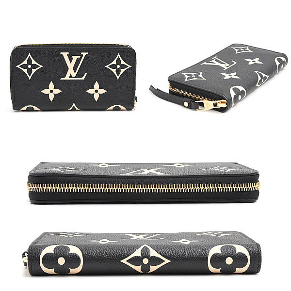 ルイヴィトン 財布 レディース モノグラムアンプラント ジッピーウォレット ブラックベージュ 長財布 Louis Vuitton M80481 中古