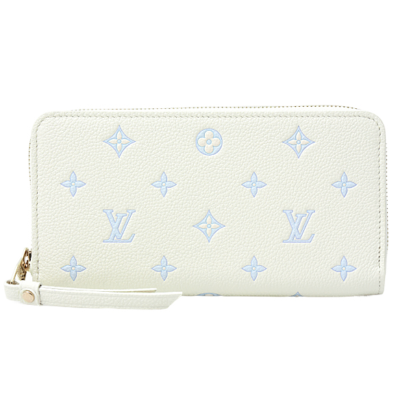 ルイヴィトン 財布 レディース モノグラムアンプラント ジッピーウォレット ミルキーホワイト ブルー Louis Vuitton M28131 未使用展示品