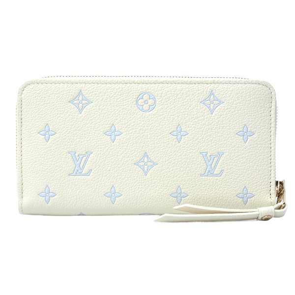 ルイヴィトン 財布 レディース モノグラムアンプラント ジッピーウォレット ミルキーホワイト ブルー Louis Vuitton M28131 未使用展示品