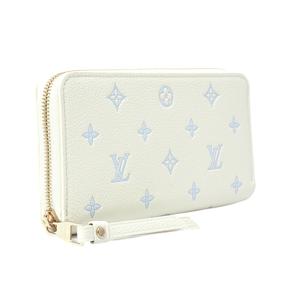 ルイヴィトン 財布 レディース モノグラムアンプラント ジッピーウォレット ミルキーホワイト ブルー Louis Vuitton M28131 未使用展示品