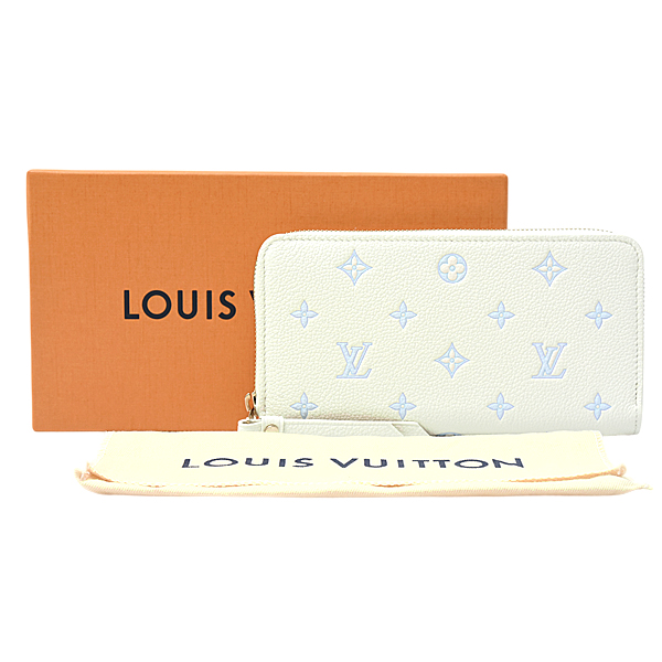 ルイヴィトン 財布 レディース モノグラムアンプラント ジッピーウォレット ミルキーホワイト ブルー Louis Vuitton M28131 未使用展示品