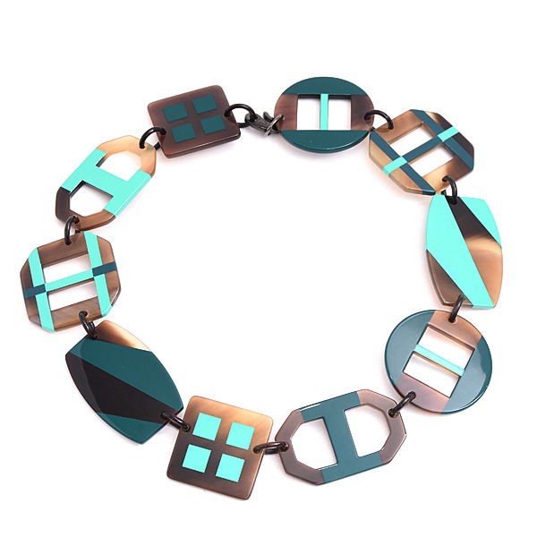 エルメス ネックレス レディース バッファローホーン チョーカー 水牛 ブラウン グリーン HERMES 中古