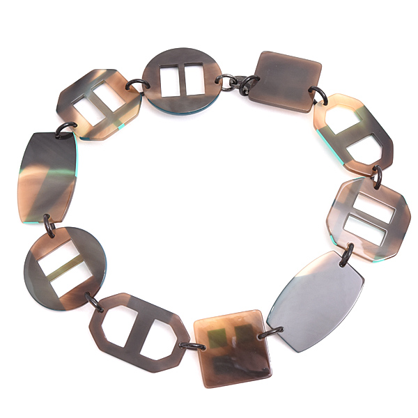 エルメス ネックレス レディース バッファローホーン チョーカー 水牛 ブラウン グリーン HERMES 中古