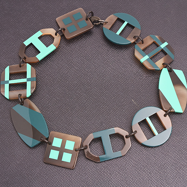 エルメス ネックレス レディース バッファローホーン チョーカー 水牛 ブラウン グリーン HERMES 中古