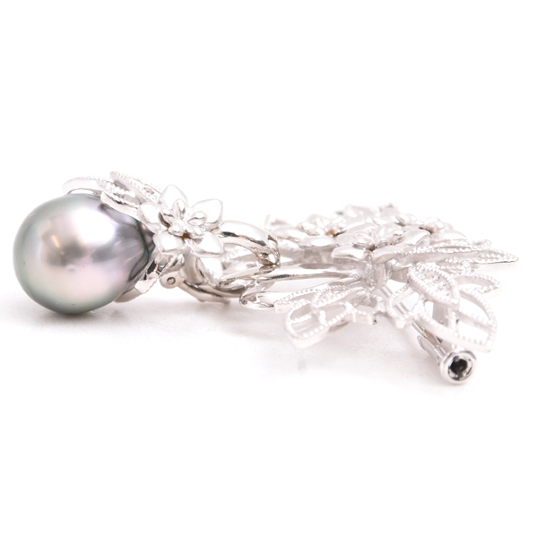 山本寛斎 ブローチ レディース ブーケ ブローチ パール×ダイヤ ブローチ 0.08ct kansai K18WG×K14WG 中古