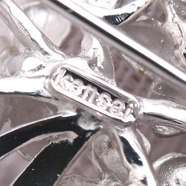 山本寛斎 ブローチ レディース ブーケ ブローチ パール×ダイヤ ブローチ 0.08ct kansai K18WG×K14WG 中古