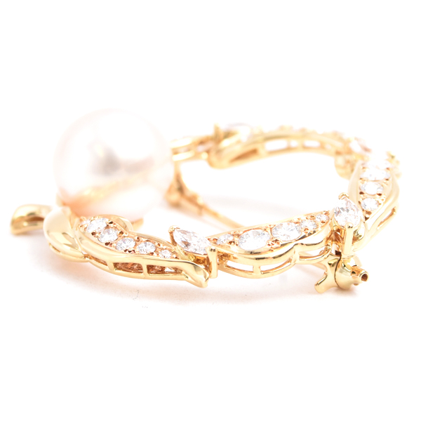 ミキモト ブローチ レディース パール×ダイヤ ブローチ 11.8mm珠 D1.64ct イエローゴールド MIKIMOTO K18 中古