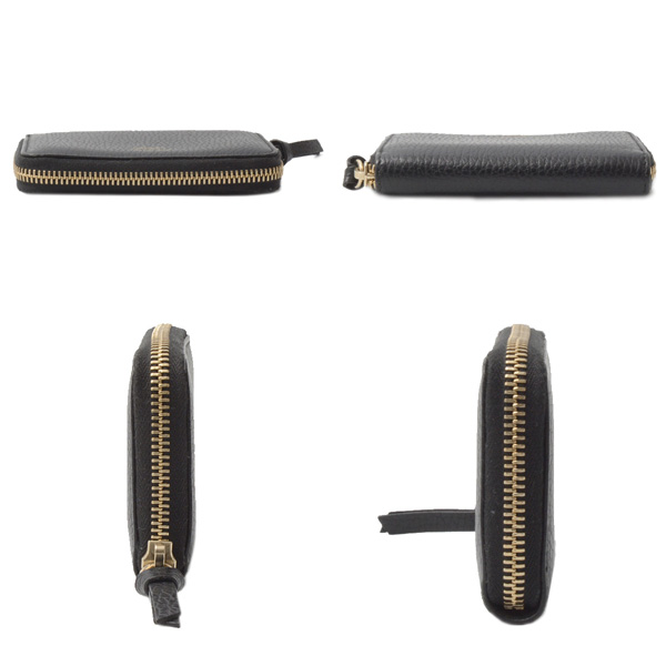 グッチ 財布 レディース メンズ カーフ ラウンドファスナー コインケース カードケース ブラック GUCCI 368877 中古