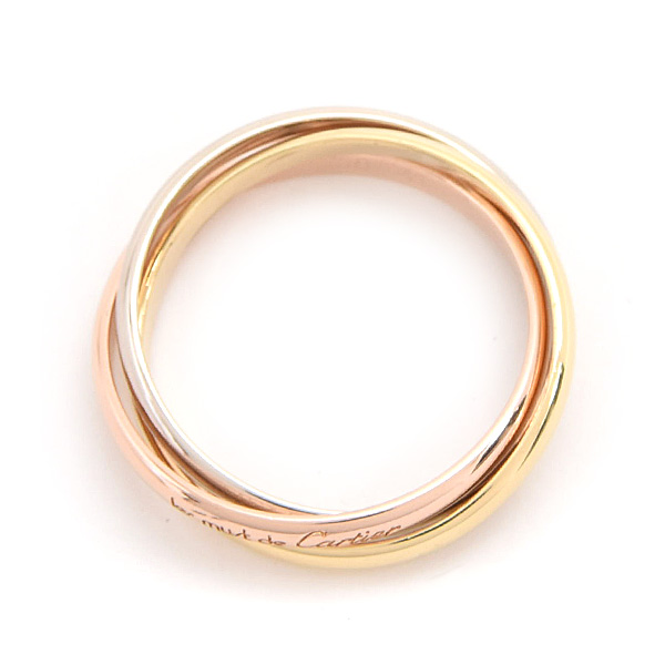 カルティエ 指輪 レディース トリニティ リング 49号 実寸9号弱 3連 1.8mm ゴールド Cartier 750YG×WG×PG ゴールド 中古