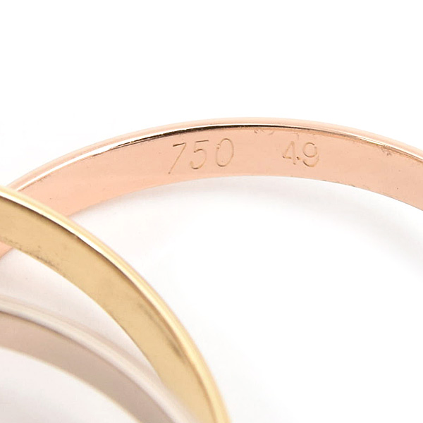 カルティエ 指輪 レディース トリニティ リング 49号 実寸9号弱 3連 1.8mm ゴールド Cartier 750YG×WG×PG ゴールド 中古